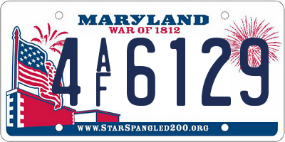 MD license plate 4AF6129