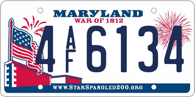 MD license plate 4AF6134