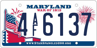 MD license plate 4AF6137