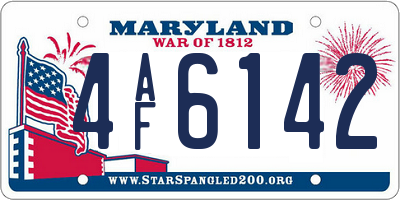 MD license plate 4AF6142