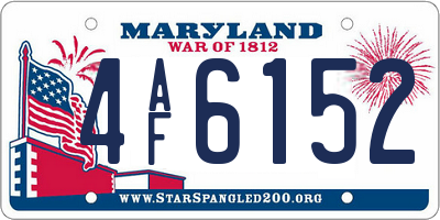 MD license plate 4AF6152