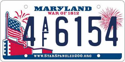 MD license plate 4AF6154