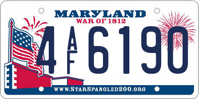 MD license plate 4AF6190