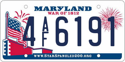 MD license plate 4AF6191
