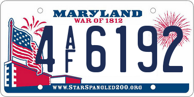 MD license plate 4AF6192