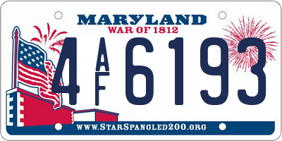 MD license plate 4AF6193