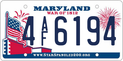 MD license plate 4AF6194