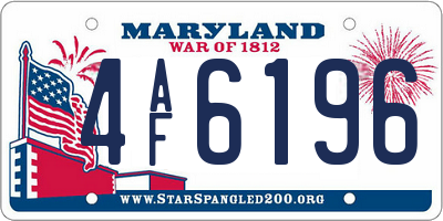 MD license plate 4AF6196