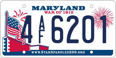 MD license plate 4AF6201
