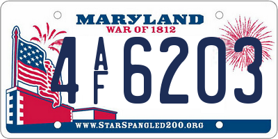 MD license plate 4AF6203