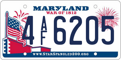 MD license plate 4AF6205