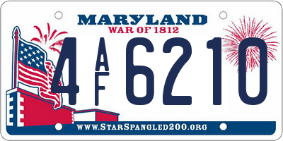 MD license plate 4AF6210