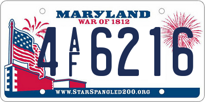 MD license plate 4AF6216