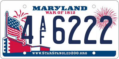 MD license plate 4AF6222