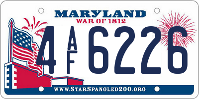 MD license plate 4AF6226