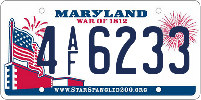 MD license plate 4AF6233
