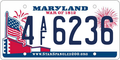 MD license plate 4AF6236