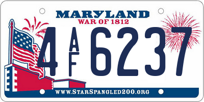 MD license plate 4AF6237