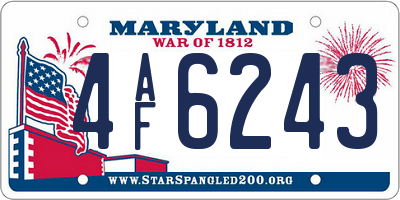 MD license plate 4AF6243