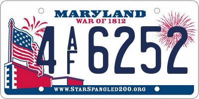 MD license plate 4AF6252