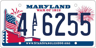 MD license plate 4AF6255