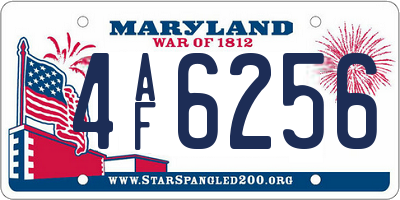 MD license plate 4AF6256