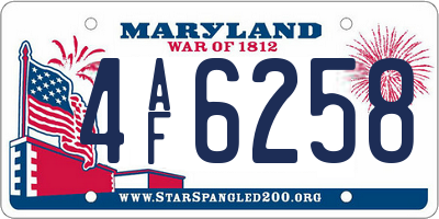 MD license plate 4AF6258