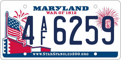 MD license plate 4AF6259