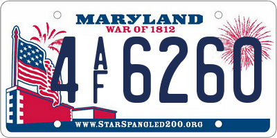 MD license plate 4AF6260