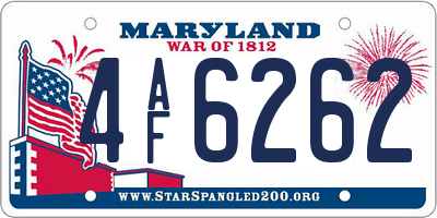 MD license plate 4AF6262