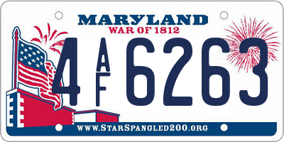 MD license plate 4AF6263