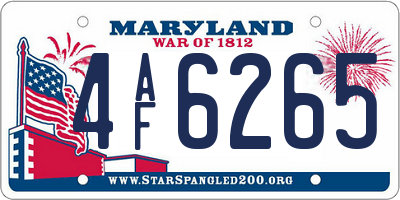 MD license plate 4AF6265