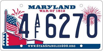 MD license plate 4AF6270