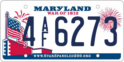MD license plate 4AF6273