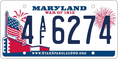 MD license plate 4AF6274