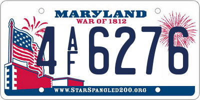 MD license plate 4AF6276