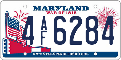 MD license plate 4AF6284