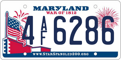 MD license plate 4AF6286