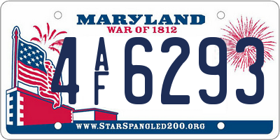 MD license plate 4AF6293