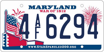 MD license plate 4AF6294