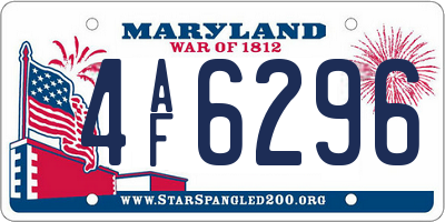 MD license plate 4AF6296