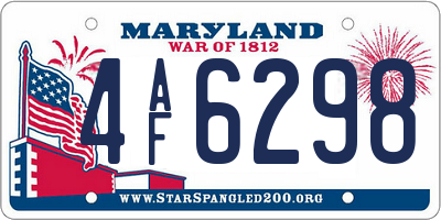 MD license plate 4AF6298