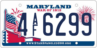 MD license plate 4AF6299