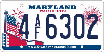 MD license plate 4AF6302