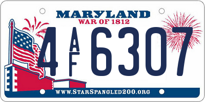 MD license plate 4AF6307
