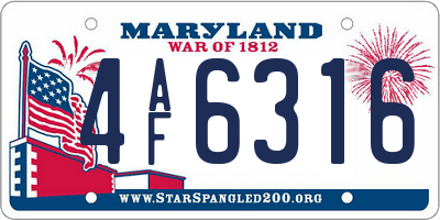 MD license plate 4AF6316