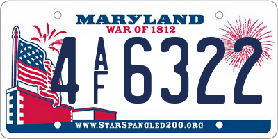 MD license plate 4AF6322