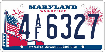MD license plate 4AF6327