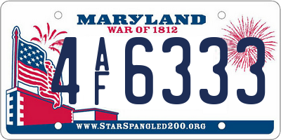 MD license plate 4AF6333