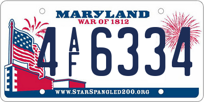 MD license plate 4AF6334